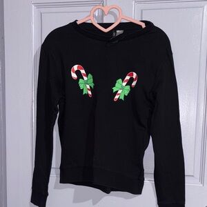 Divided Black Christmas Candy Cane Long Sleeve